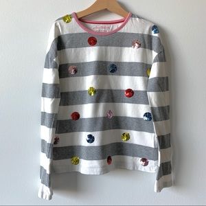 Mini Boden Sequin Dot Stripe Tee size 9-10